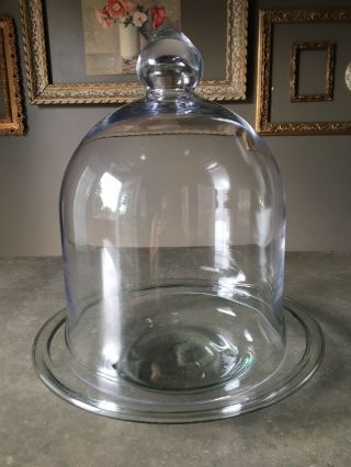 Vintage Clear Glass Cloche Dome Display Diorama Terrarium Apothecary With Base 4