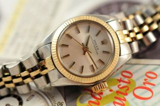 Vintage Swiss Rolex Ladies Oyster 6719 18K Gold & S.  Steel Watch 1980´s 2