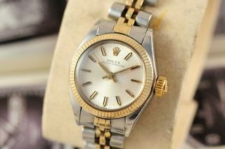 Vintage Swiss Rolex Ladies Oyster 6719 18K Gold & S.  Steel Watch 1980´s 3