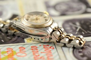 Vintage Swiss Rolex Ladies Oyster 6719 18K Gold & S.  Steel Watch 1980´s 6