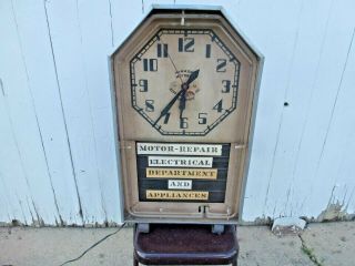 Vintage 32 " Tombstone Crescent Dial Neon Advertising Clock