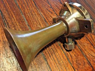 Vintage Cast Bronze Cunningham Air Whistle Horn Great Patina 8 " Long Sz 2