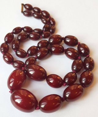 Vintage Art Deco Cherry Amber Bakelite Necklace 55 Grams