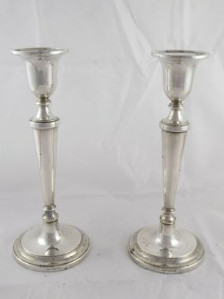 Lovely Pair English Solid Sterling Silver Candlesticks 1994 9 Inches High