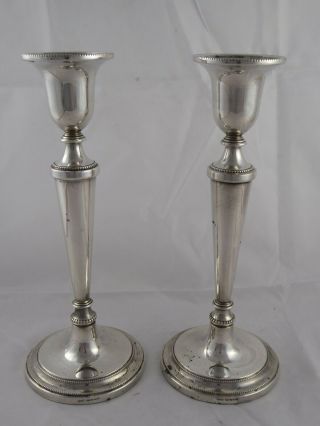 LOVELY PAIR ENGLISH SOLID STERLING SILVER CANDLESTICKS 1994 9 INCHES HIGH 2