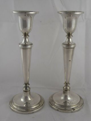 LOVELY PAIR ENGLISH SOLID STERLING SILVER CANDLESTICKS 1994 9 INCHES HIGH 3