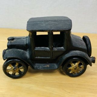 Vintage Cast Iron Model T Ford Coupe Toy Car Black 5 Inches 1930s