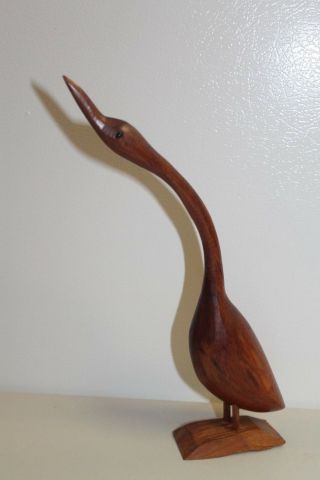 Wood Goose Primitive Hand Carved Glass Eyes Mid Century