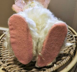Vintage Rare Rushton Rubber Rabbit Face Bunny,  Plush Body,  Pink Bonnet 3