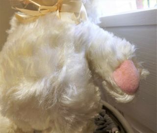 Vintage Rare Rushton Rubber Rabbit Face Bunny,  Plush Body,  Pink Bonnet 4