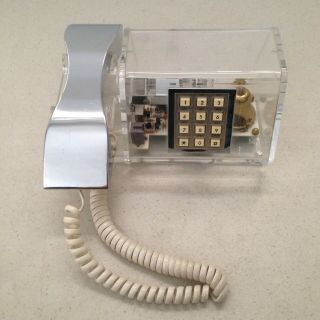 Vintage Retro Teleconcepts Inc 1985 Lucite/acrylic Push Button Telephone