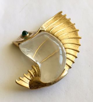 1940’s Large Trifari Jelly Belly Sail Fish Pin With Lucite Body