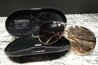 Vintage Porsche Design Carrera Gold Frame Aviator Sunglasses Ex Lens & Case 5621