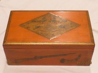Manly Lightweight Wood Box Storage Trinkets Cigar Box Size Metal Trim & Corners