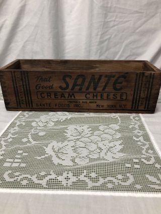 Vintage Sante Cream Cheese Wooden Box Crate Sante Foods Inc,  Ny,  Ny Us Patent