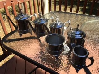 Vintage Silver Plate Tea Set Coffee Service Set Middletown Silver Co Signed