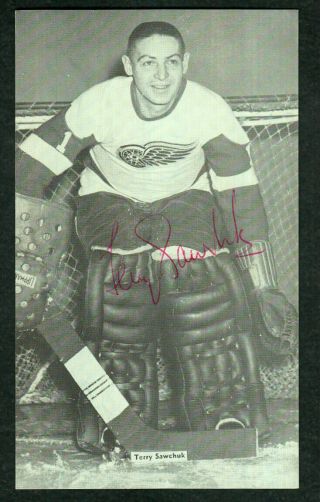 Terry Sawchuk Vintage Signed Red Wings Jd Mccarthy Postcard (d - 1970) W/coa