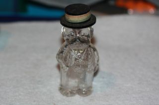 Vintage Figural Perfume Or Cologne Glass Bottle - Dog With Top Hat Made In Usa
