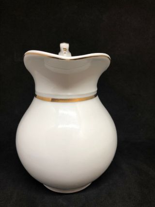 Antique Porcelain Creamer 6” Tall White With Gold Bands 1Q 2