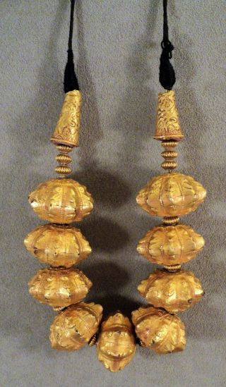 Vtg 22k - 24k Gold Bead Nakshi Necklace Ethnic Massive Textured Handmade - Estate