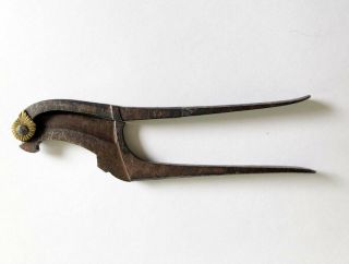 Unusual 18th Century Iron And Brass Kitchen Tool As A Nut Or Seed Cutter