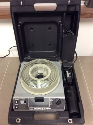 Vintage Kodak Ektagraphic Iii Projector Universal Slide Tray Zoom Lens 35mm 595s