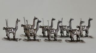 Set Of 8 Peruvian Alpaca Llama.  925 Sterling Silver Place Card Holders