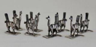 Set of 8 Peruvian Alpaca Llama.  925 Sterling Silver Place Card Holders 6