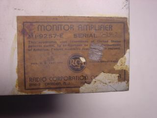 vntg RCA MI - 9257 - E Mono 6L6 Monitor Tube Amplifier w.  e.  era theater 6