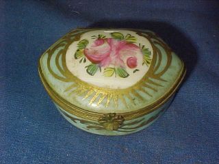 19thc Limoges France Hand Painted Porcelain Ring Box W Roses