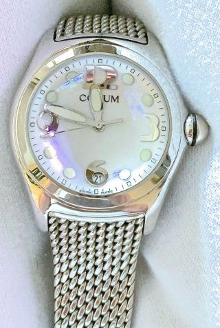 Corum Bubble Watch Mens White With Silver Band Rare