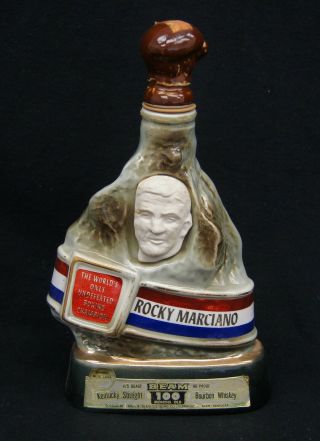 Vintage Jim Beam Rocky Marciano Decanter Mountain Boxing Undefeated A8643