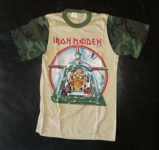 1984 Vintage Iron Maiden Camo Concert Shirt: Aces High,  Never Worn; Nos (unique)