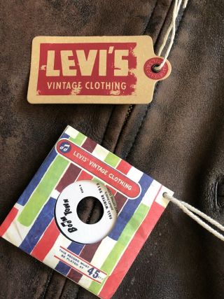 Levis Vintage Clothing LVC Boom Leather Jacket Medium Workwear Cinch Back Italy 2