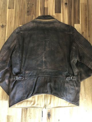 Levis Vintage Clothing LVC Boom Leather Jacket Medium Workwear Cinch Back Italy 3