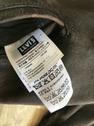 Levis Vintage Clothing LVC Boom Leather Jacket Medium Workwear Cinch Back Italy 4