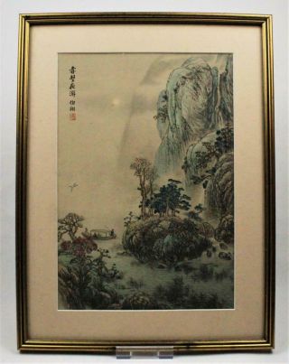 Antique 20c Chinese Late Qing Framed Hand Painted Silk Painting Artist Signed 7