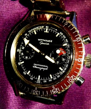 Rare Vintage Wittnauer Professional Chronograph Wind - Up Man 