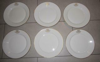 Set 6 Antique Sevres French Porcelain Monogrammed Poss Russian Plates Dated 1911