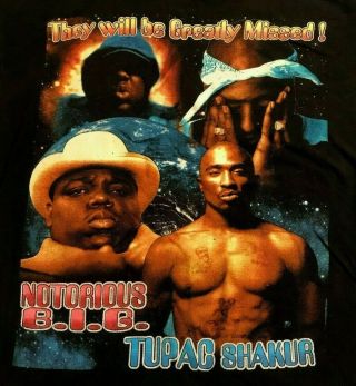 Vintage Tupac Shakur & Notorious B.  I.  G.  T - Shirt Adult Xl Extra Large Black S/s