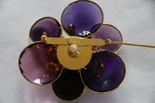 Chris Crouch ' s Moans Couture Poured glass Gripoix Flower Pin 3.  5” 3