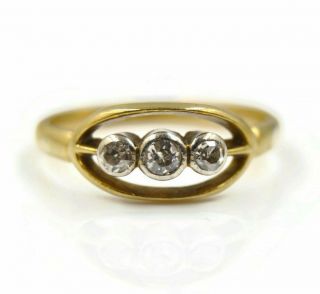 Art Deco 18ct Gold & Platinum Diamond Ring,  Uk Size 5 Us Size K