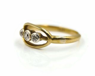 Art Deco 18ct Gold & Platinum Diamond Ring,  UK size 5 US size K 3