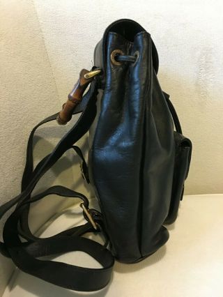 Authentic Vintage Gucci Black Leather Bamboo Line Mini Backpack Bag 4
