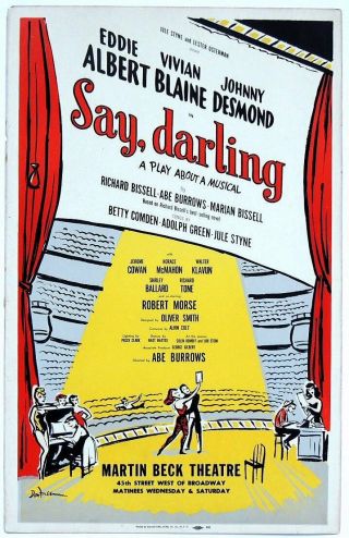 Triton Offers Rare Orig 1958 Broadway Poster Say,  Darling Comedy About A Musical