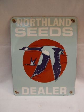 Northland Seeds Dealer Vintage Porcelain Seed Feed Advertising Sign