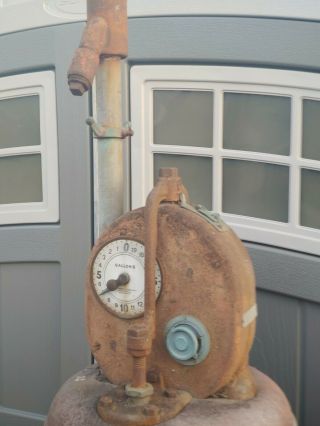RARE Early 1900 ' s Joy Gas Pump Clockface Pre Visible Long Beach CA.  Hand Crank 3
