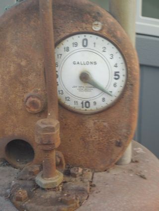 RARE Early 1900 ' s Joy Gas Pump Clockface Pre Visible Long Beach CA.  Hand Crank 6