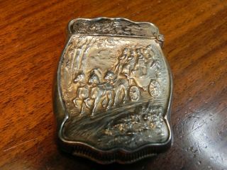 Antique Sterling Silver Vesta Case/match Safe Art Nouveau Repousse