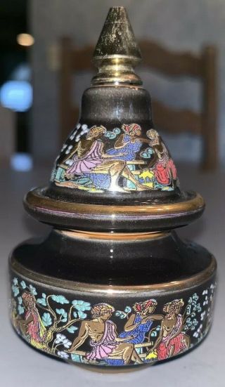 Vintage Porcelain Perfume & Sachet Bottle - Hand Painted Greek Figures/gold Trim